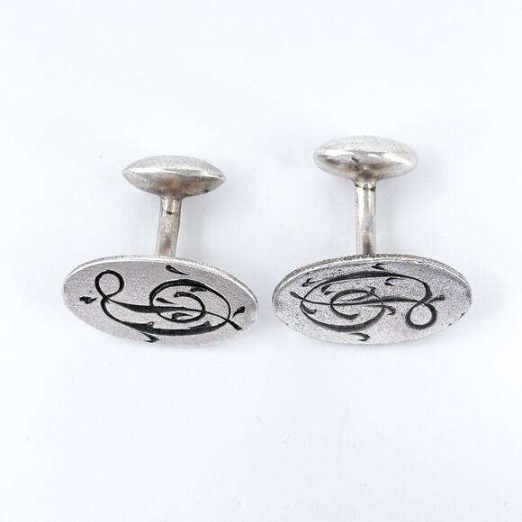 Vintage Sterling Silver 925 D Monogram Cuff Links - Picture 3 of 6